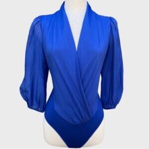 Guess Royal Blue Wrap-Front Bodysuit